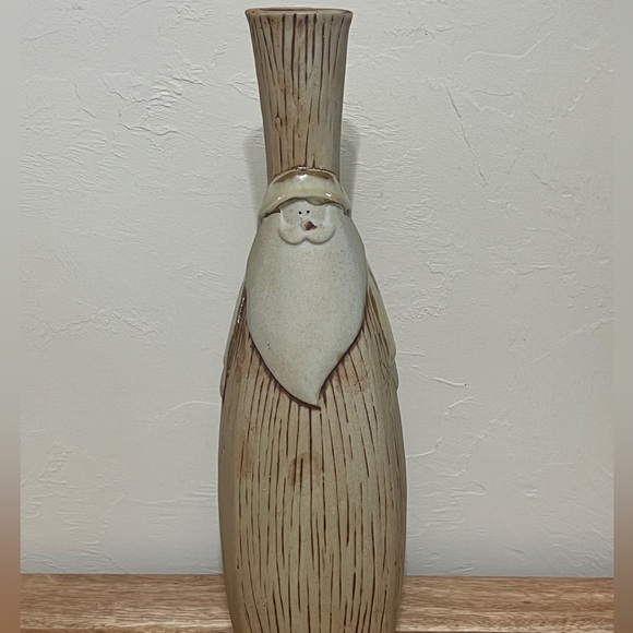 Ceramic Santa Vase 13” in beige and brown - Picture 3 of 9